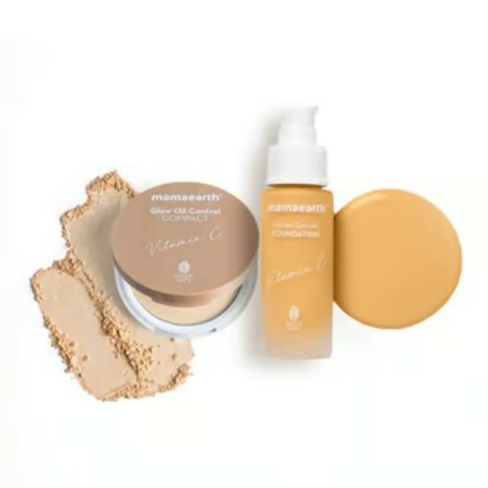Mamaearth Glow Serum Foundation + Glow Oil Control Compact Combo - Ivory Glow - Distacart