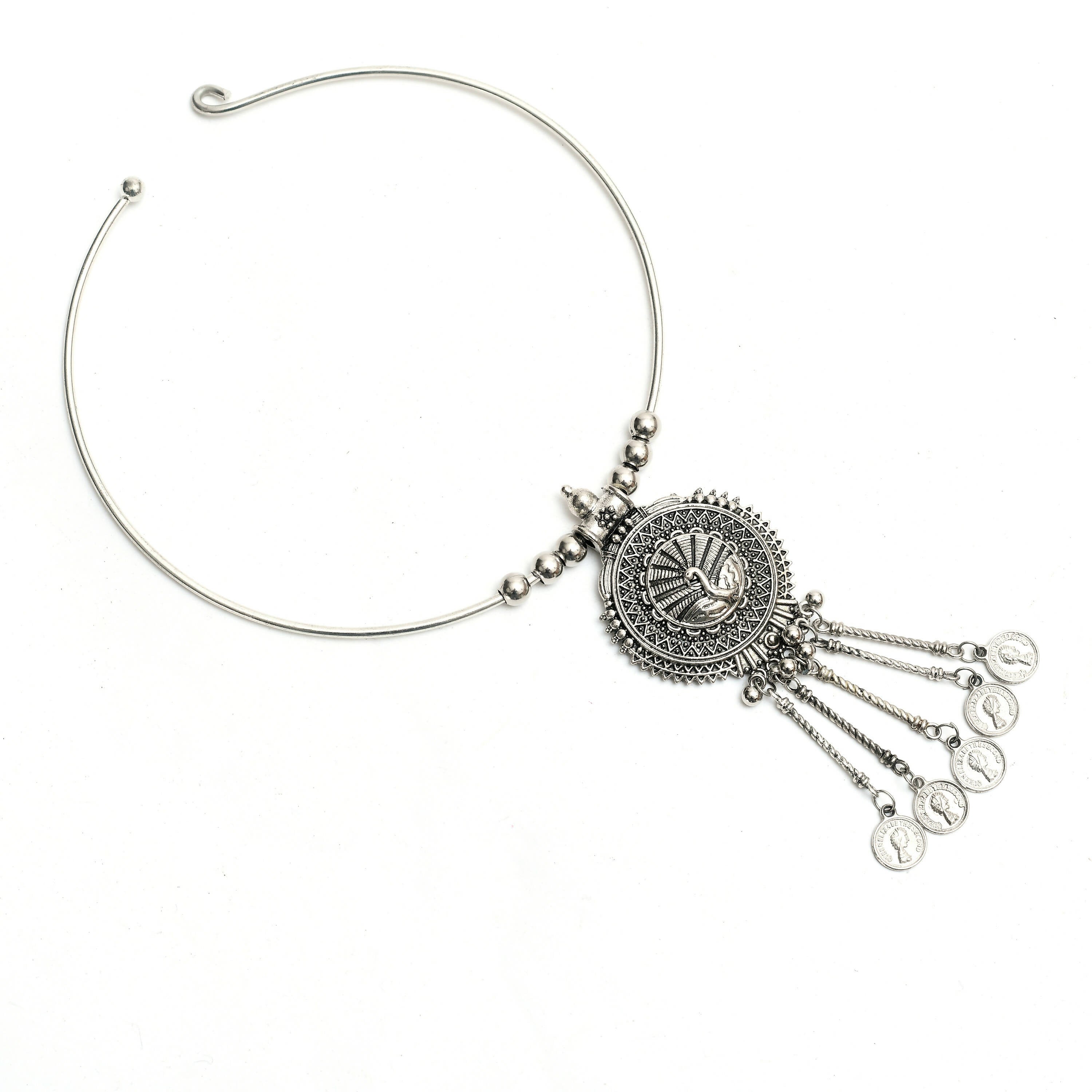 Mominos Fashion Johar Kamal Oxidised Silver-Plated Hasli Design Necklace Choker For Women - Distacart