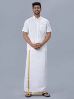 Thumbnail for Ramraj Cotton Mens Half Sleeve Formal Poly Cotton White Shirt - Distacart