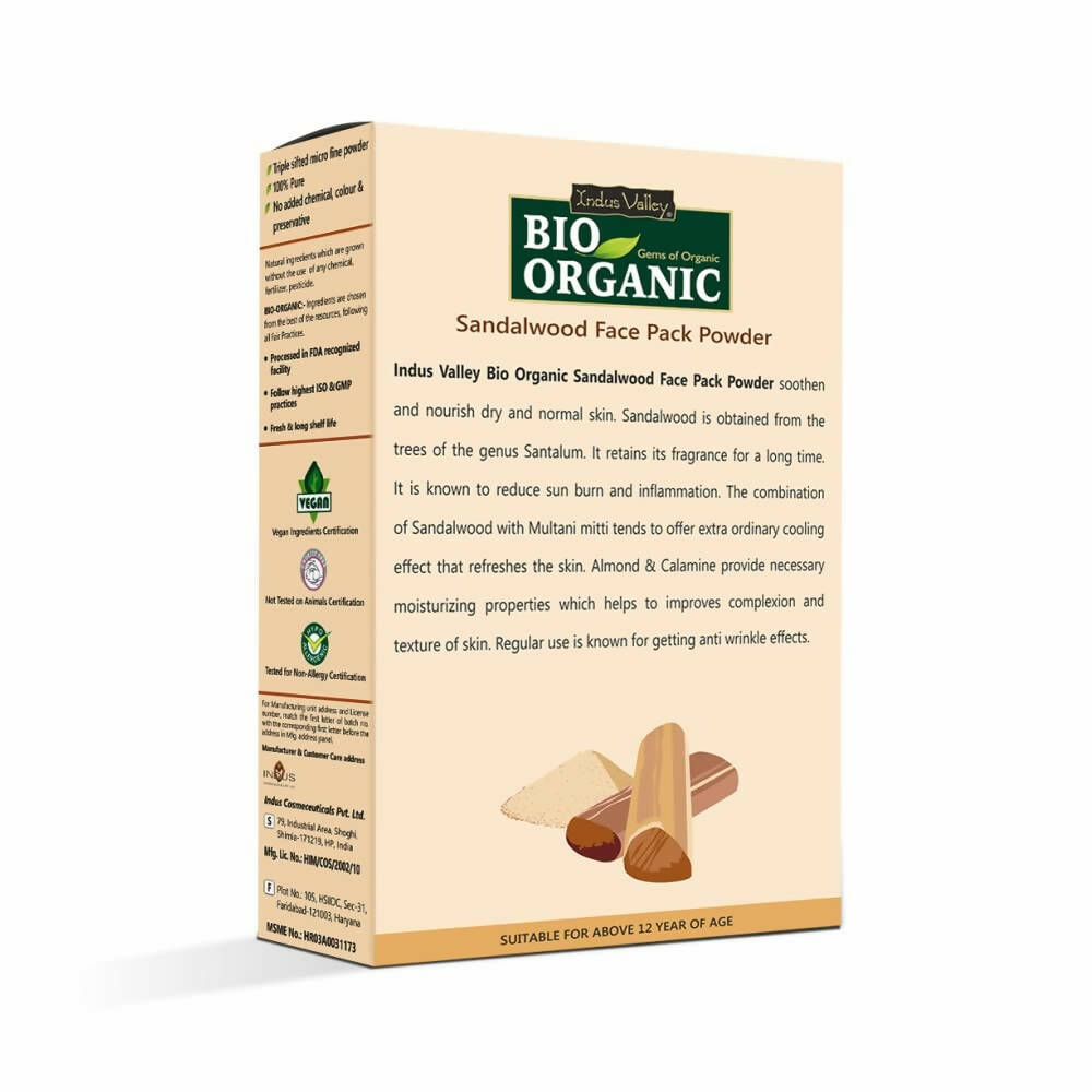 Indus Valley Bio Organic Sandalwood Face Pack Powder - Distacart