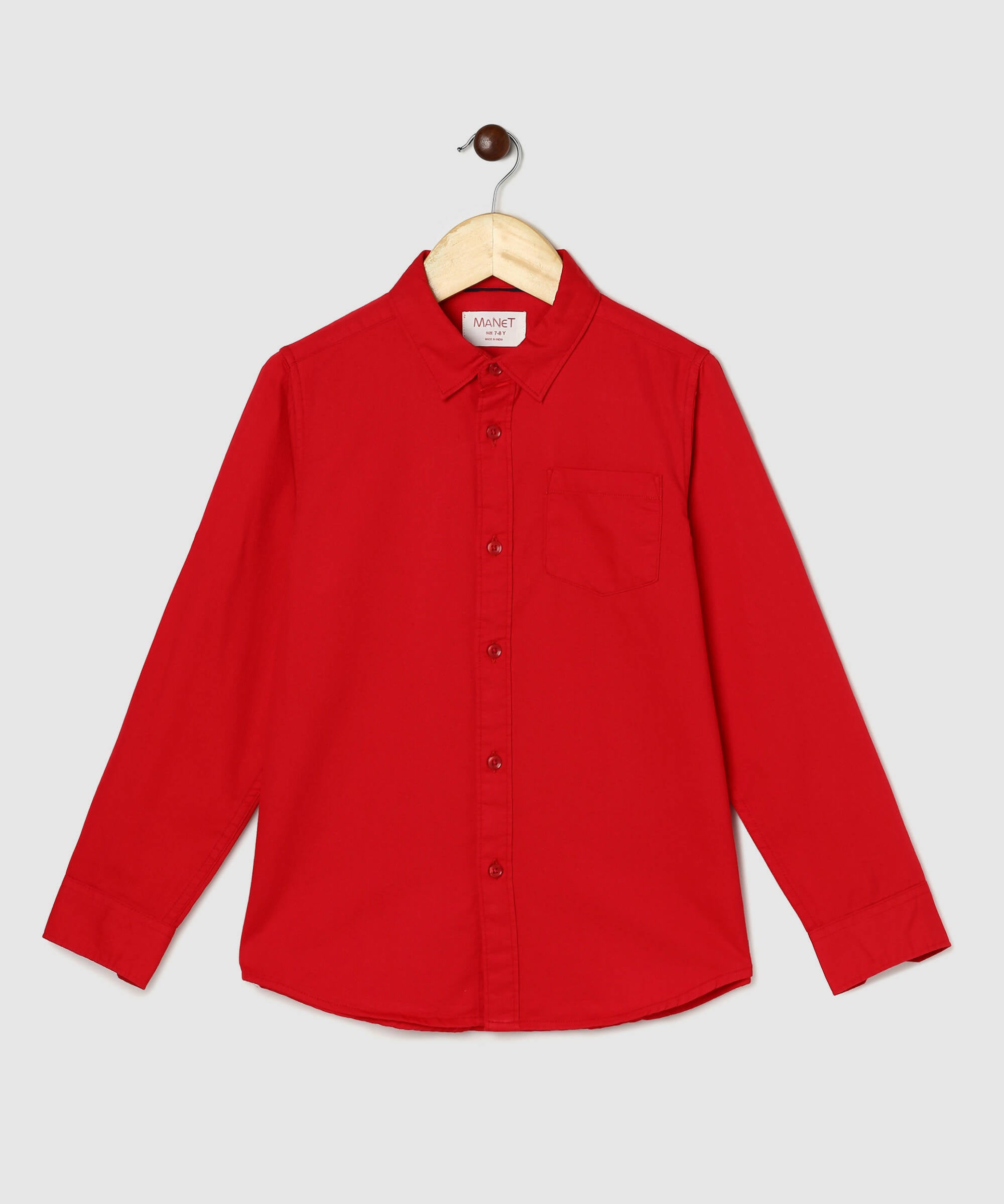 Manet Boys Full Sleeves Solid Shirt - Red - Distacart