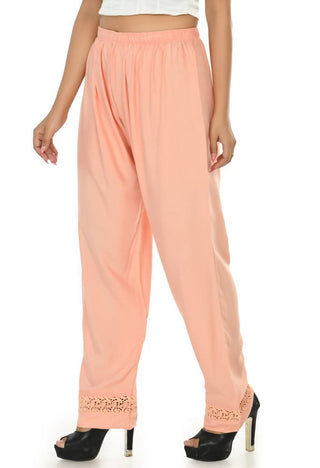 Mominos Fashion Moeza Reyon Cotton Peach Color Straight Palazzo