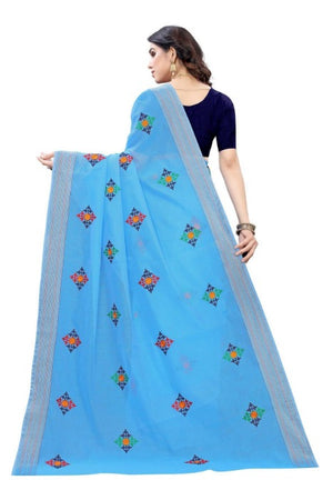 Vamika Chanderi Cotton Embroidery Blue Sarees