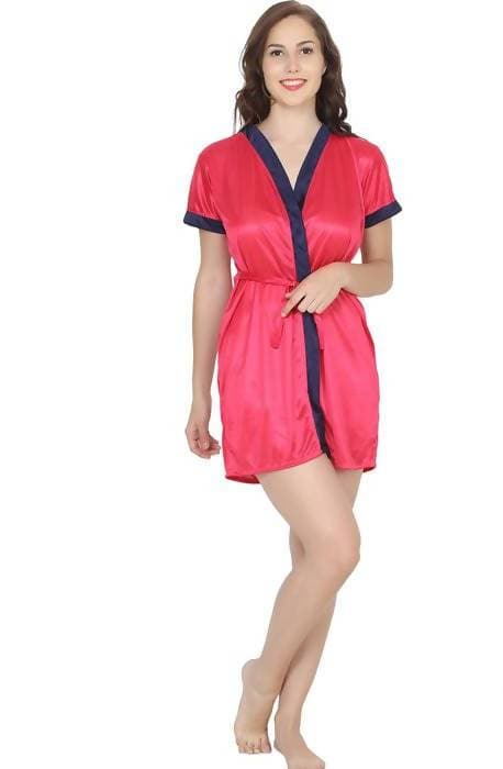 Ruhani HLSC Poly Satin Pink Short Nighty Fits Bust (Ruhani_NT_02_FS)