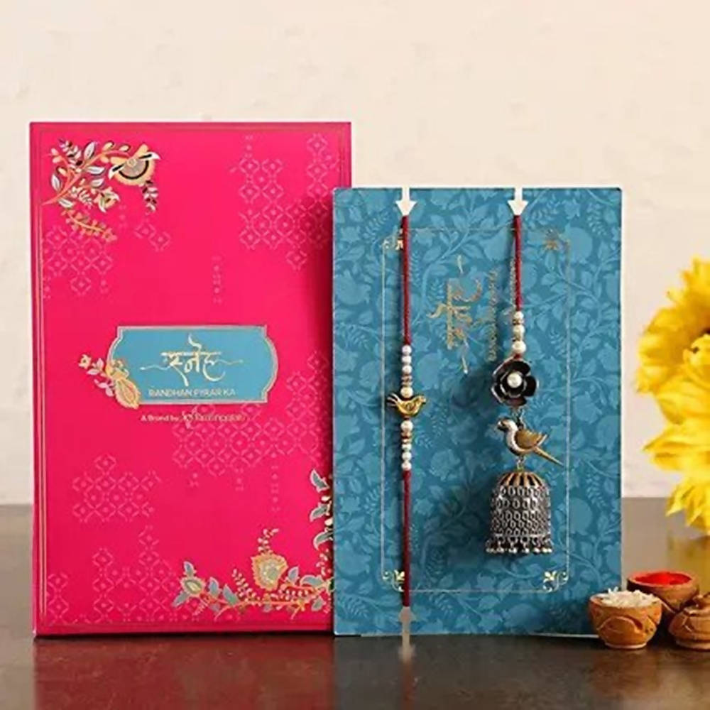 Love Birds Set Of Pretty Lumba Rakhi