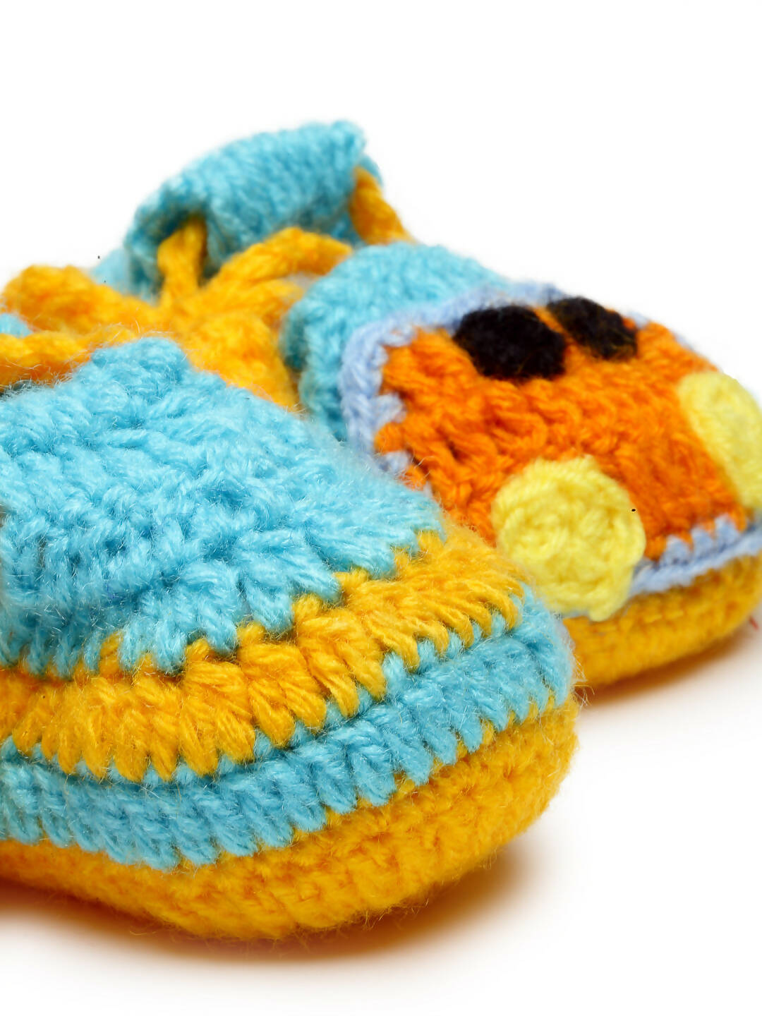 Chutput Kids Woollen Hand Knitted Self Desgin Detailed Booties - Yellow - Distacart