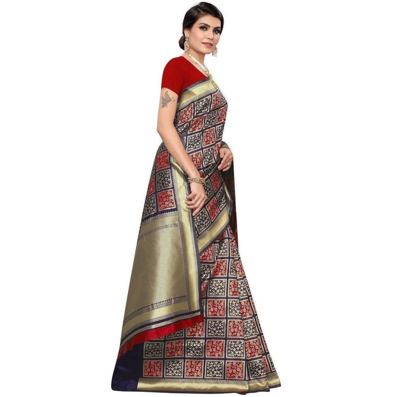 Vamika Banarasi Jaquard Blue Weaving Saree (Banarasi 21)