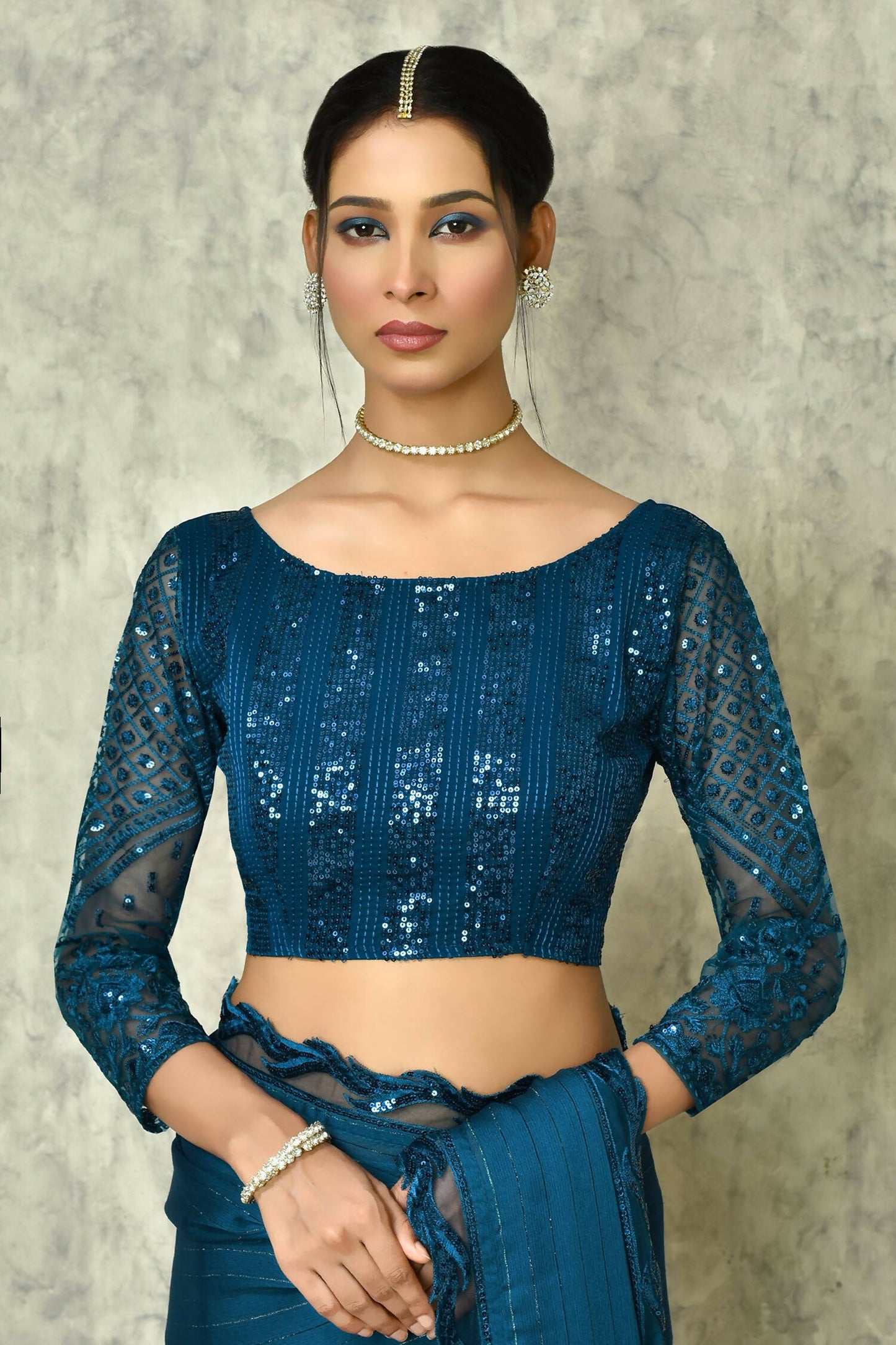 Blue Silk Stripe Saree With Blouse Piece - Purvi - Distacart