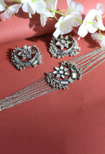 Thumbnail for Mominos Fashion Johar Kamal Silver-Plated Brass Finish Mirror Work Choker For Women - Distacart