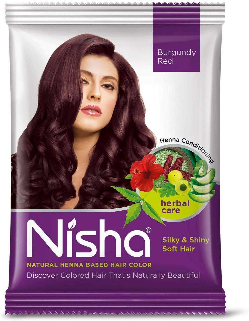 Nisha Natural Henna Based Hair Color Burgundy Red - Distacart