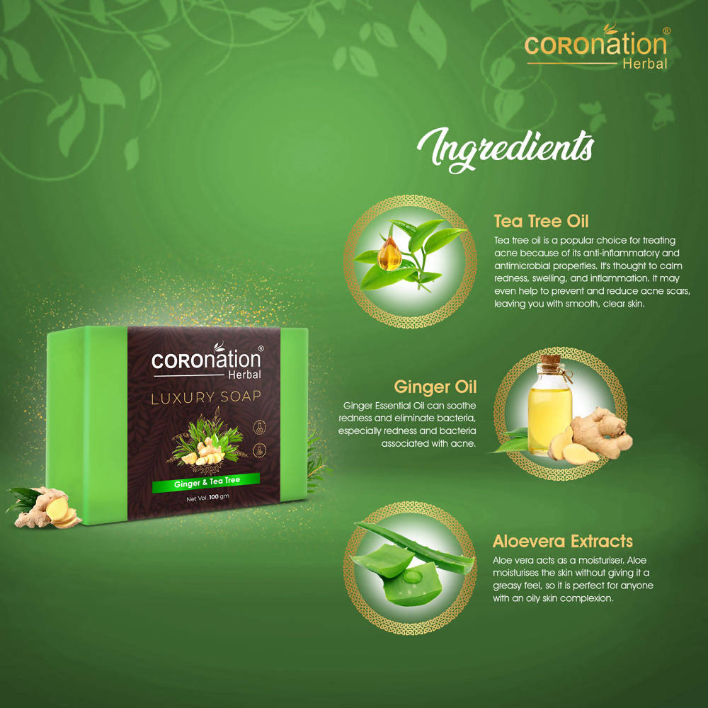 Coronation Herbal Ginger & Tea Tree Luxury Soap - Distacart