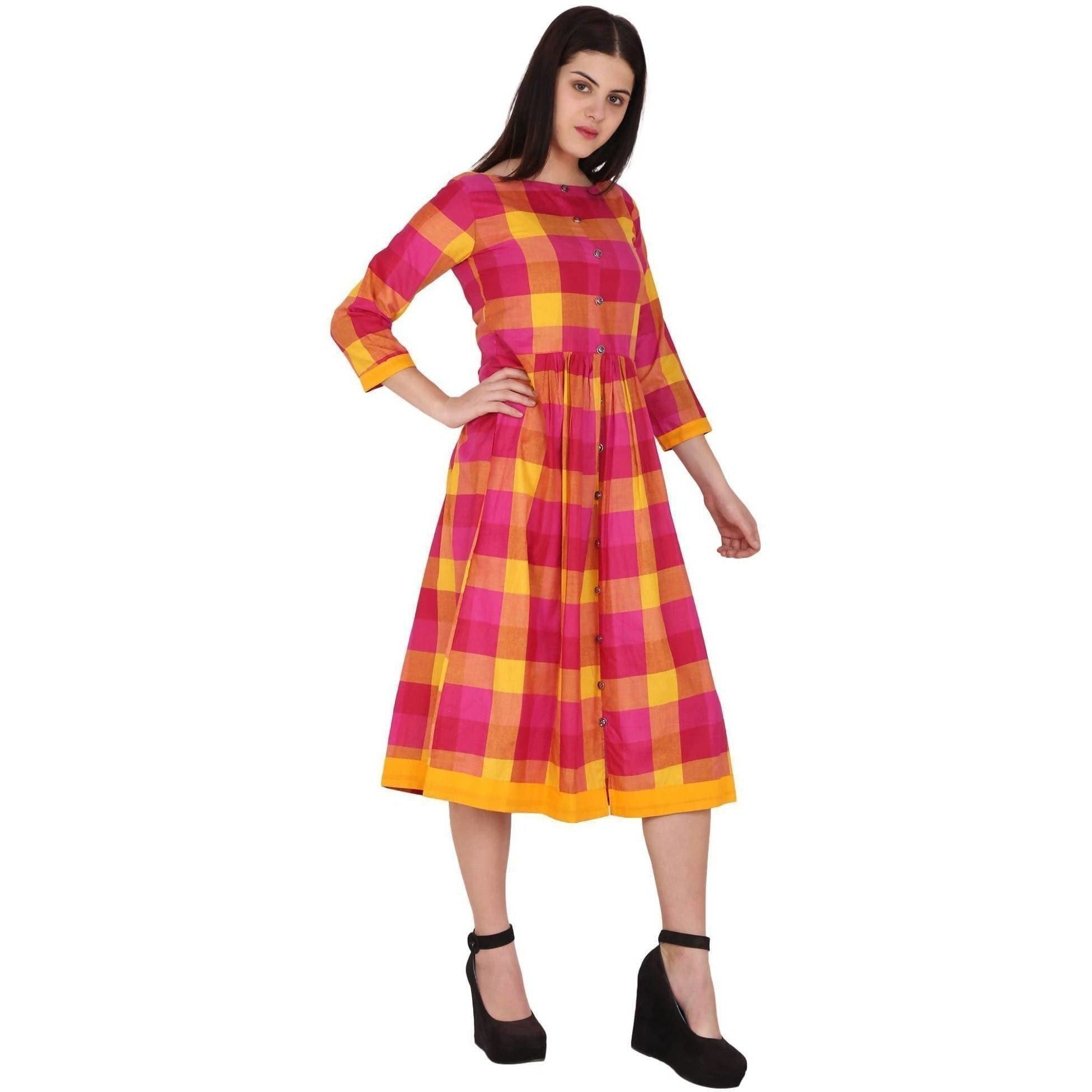 Kanoor Women's multi rayon forck style kurti