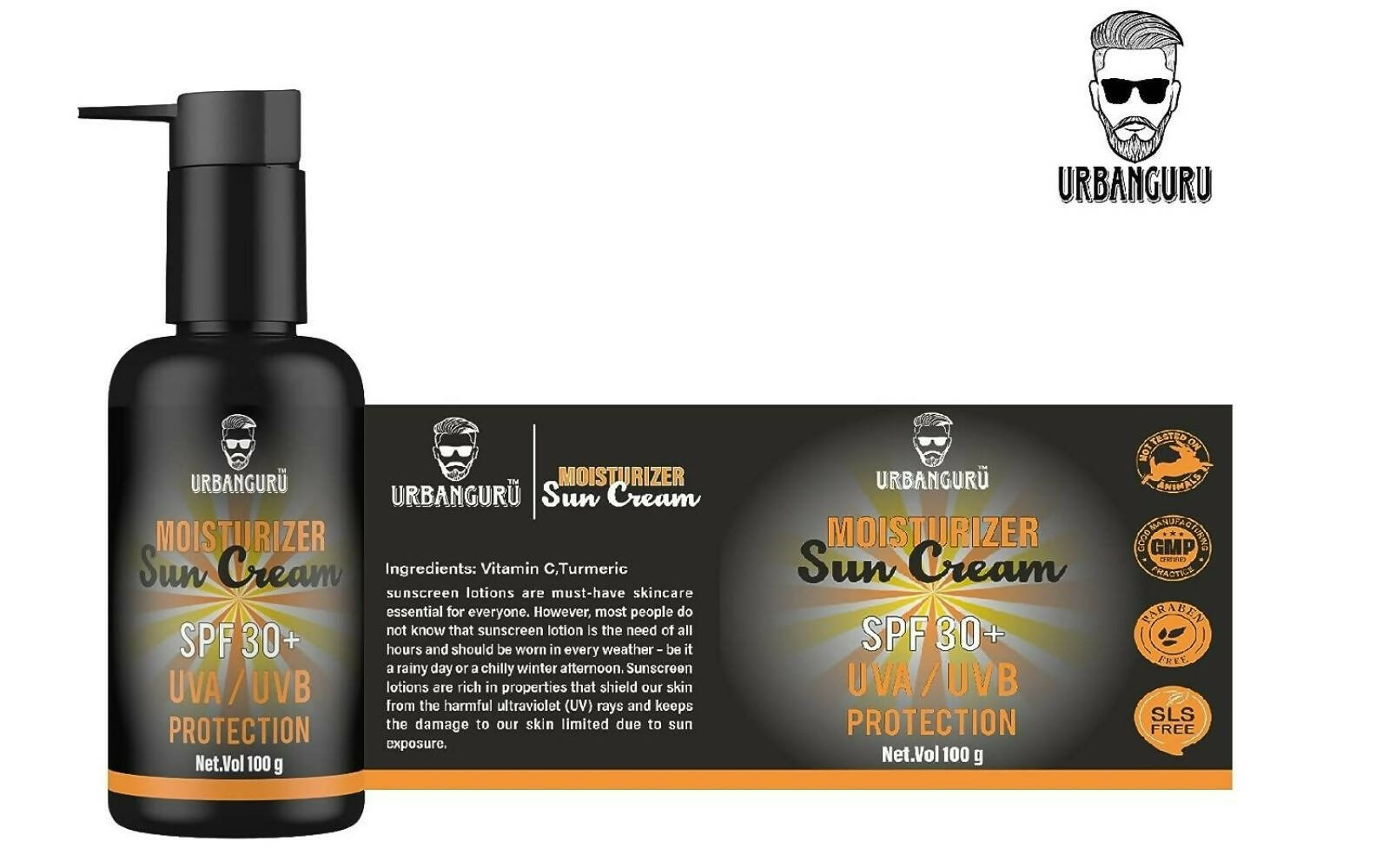 Urbanguru Men's Daily Glow Sunscreen & Moisaturizer SPF30+ UVA/UVB Sun Protection - Distacart