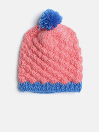 Thumbnail for Chutput Kids Woollen Hand Knitted Pom Pom Design Cap - Pink - Distacart