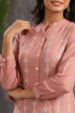 Thumbnail for Juniper Women Onionpink Rayon Embroidered Straight Kurta Sets - Distacart