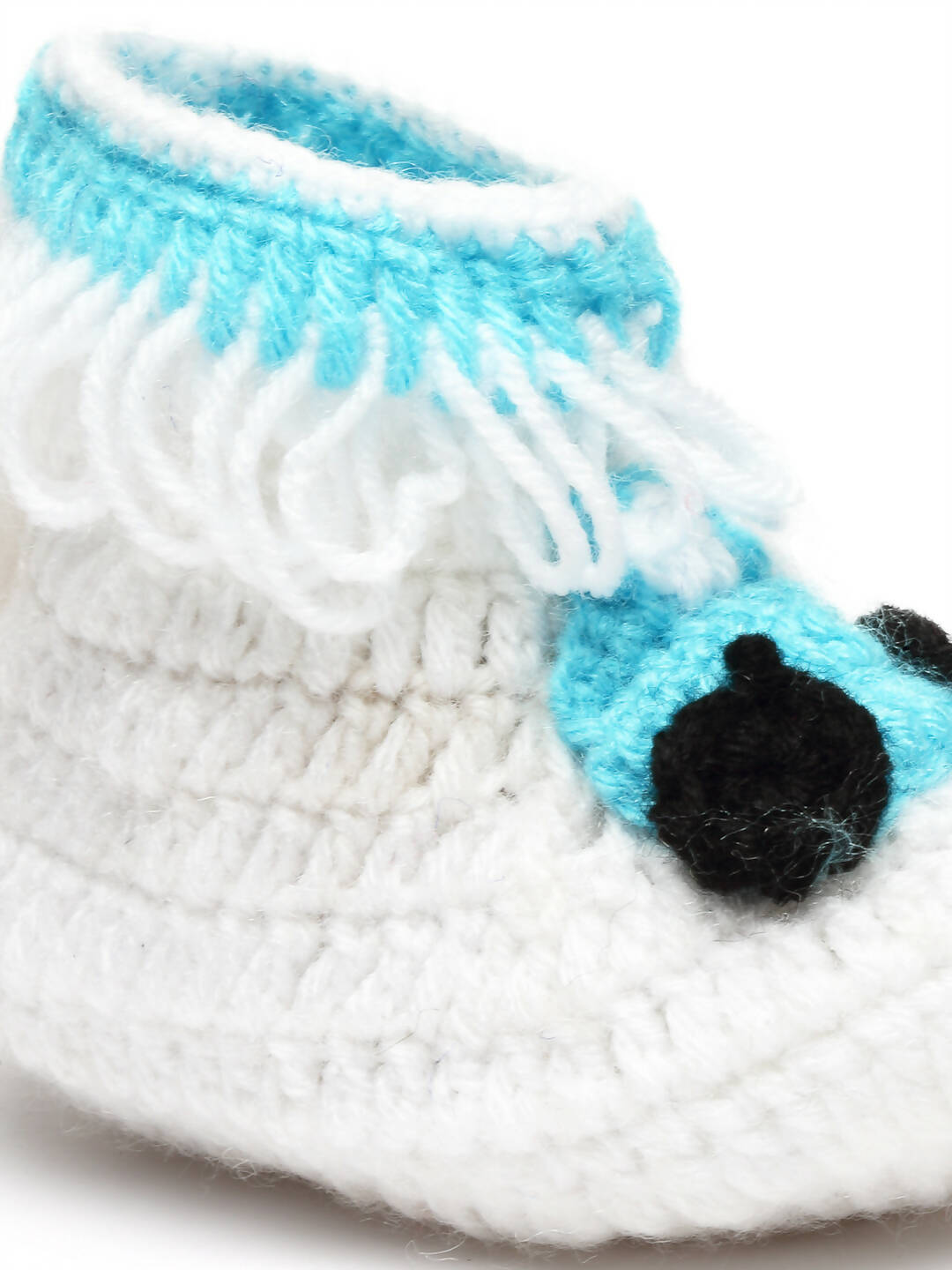 Chutput Kids Woollen Hand Knitted Self Desgin Detailed Booties - White - Distacart