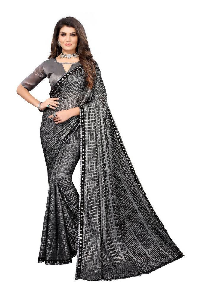 Vamika Grey Lycra Knitted Saree