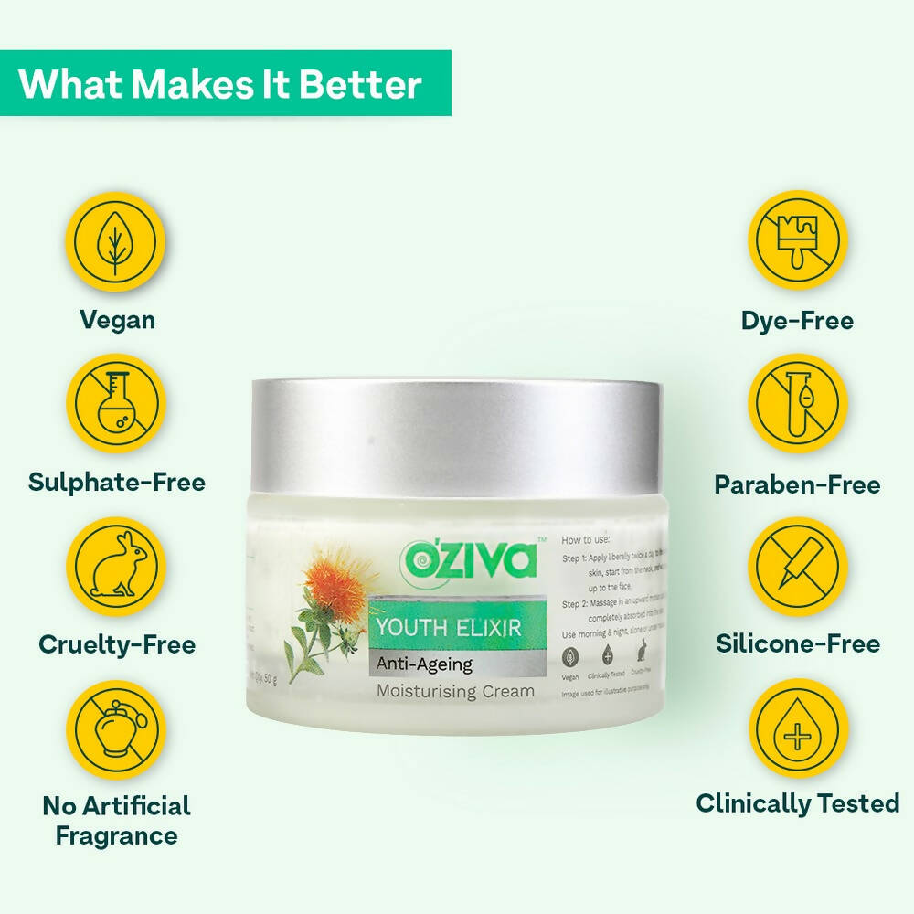 OZiva Youth Elixir Anti-Ageing Moisturising Cream - Distacart
