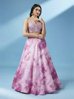 Thumbnail for House of Panchhi Lavender Organza Floral Printed Lehenga choli & Dupatta - Distacart