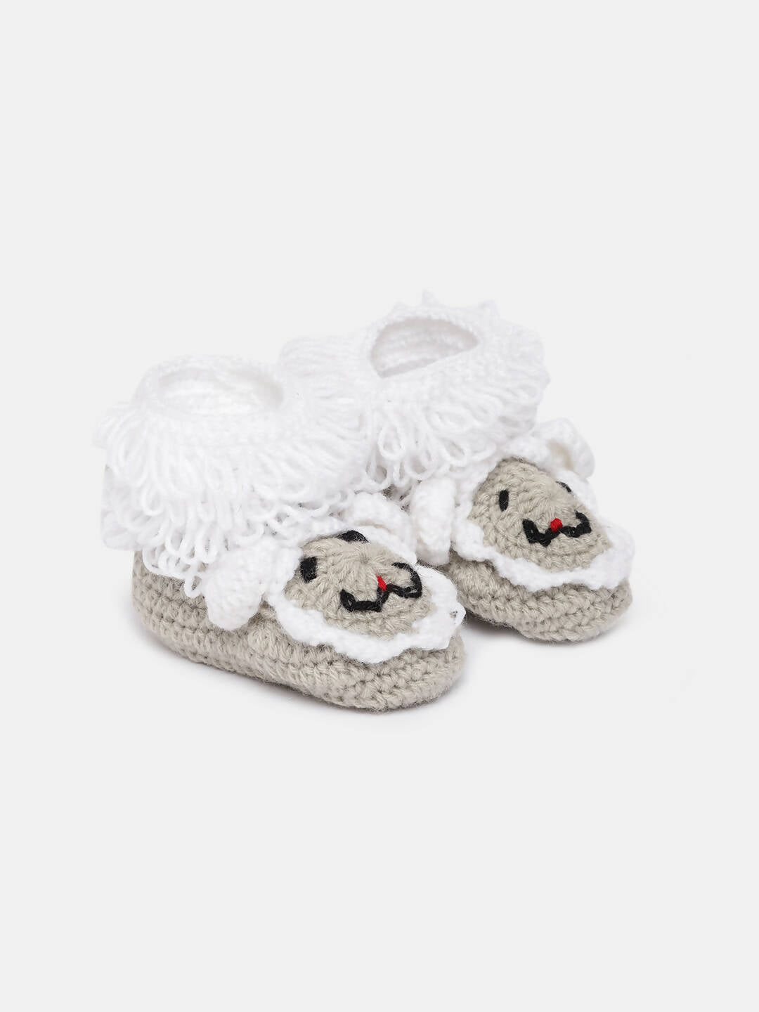 Chutput Kids Woollen Hand Knitted Animal Detailed Booties - Grey - Distacart