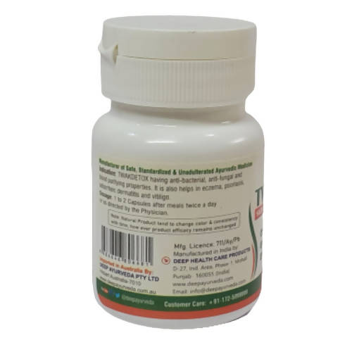 Deep Ayurveda Twakdetox 500mg Veg Capsules - Distacart