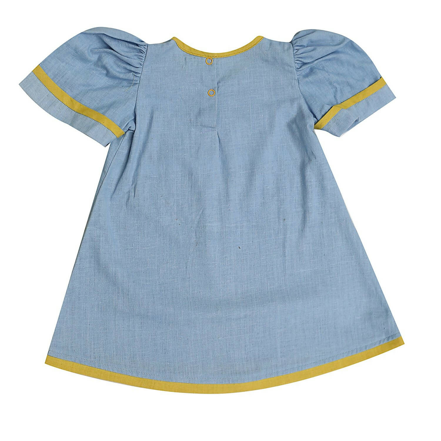 Mhyssa Blue Puff Sleeve A-line Frock - Distacart