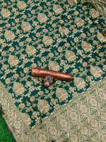 Thumbnail for DEIANA'S Beautiful Golden Jari with New Design Soft Lichi Silk Saree - Green - Distacart