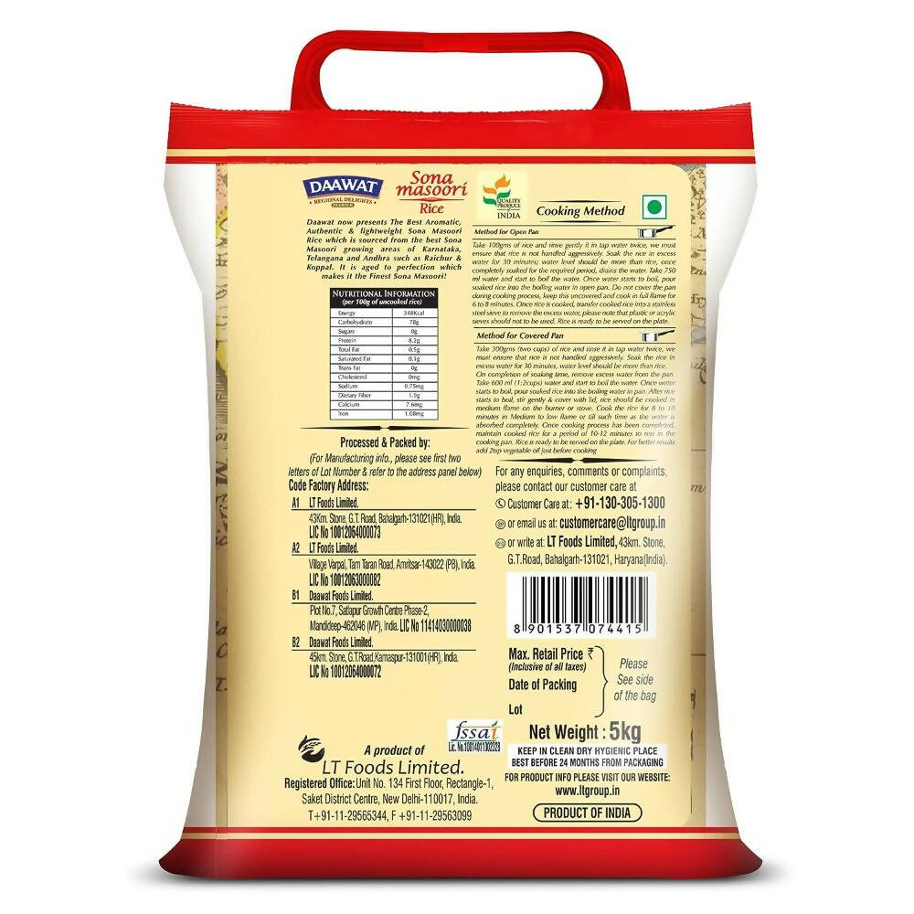 Daawat Sona Masoori Rice - Distacart