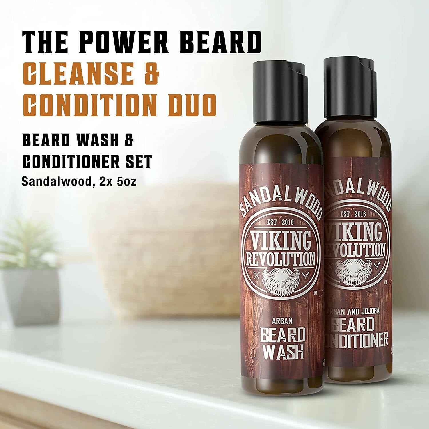 Viking Revolution Sandalwood Beard Wash and Beard Conditioner Combo - Distacart