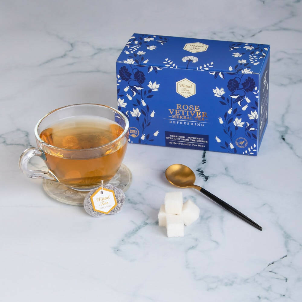 Mittal Teas Rose Vetiver Herbal Tea - Eco Friendly Bags - Distacart