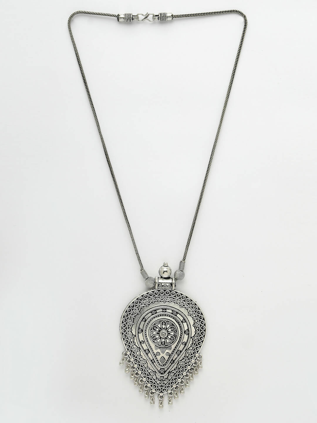 NVR Women's Elegant Silver Oxidised Brass Necklace - Distacart