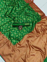 Thumbnail for DEIANA'S Beautiful Golden Jari with New Design Soft Lichi Silk Saree - Green - Distacart