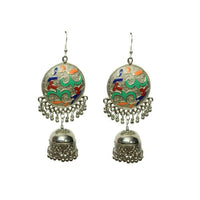 Thumbnail for Tiaraa Multicolor Silver Oxidised Jhumki Fashion Earrings - Distacart