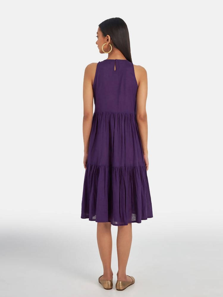 Suta Women's Purple Solid Fit and Flare Dress - Distacart