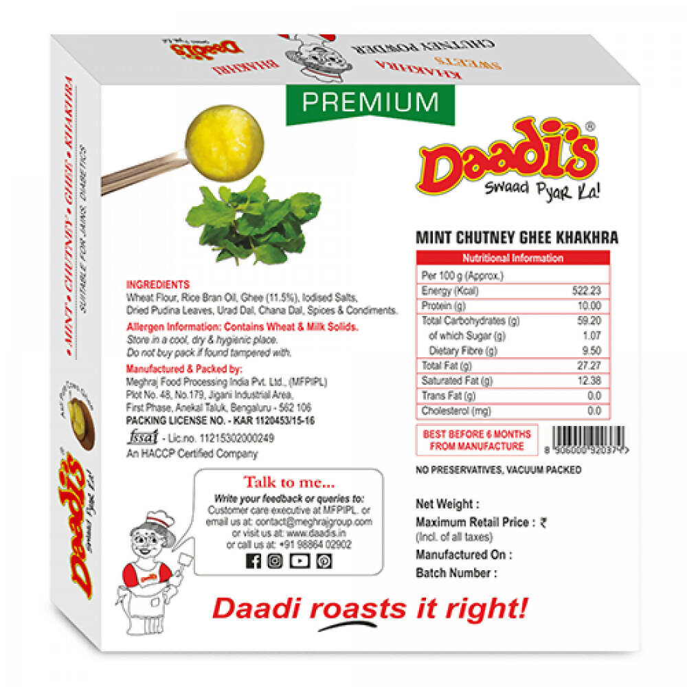 Daadi's Mint Chutney Ghee Khakhra - Distacart