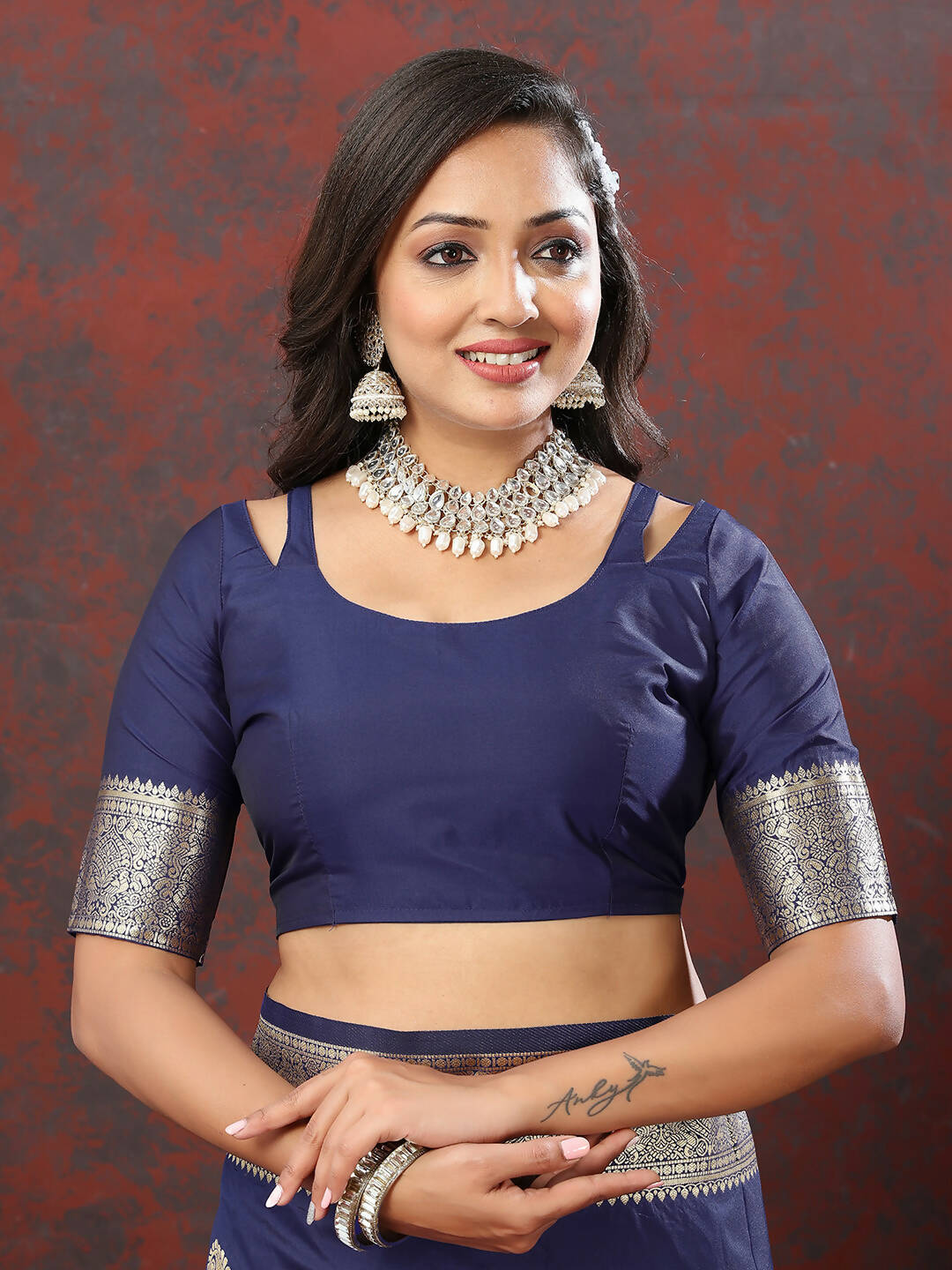 Lorenvalley Fashion Navyblue Soft Silk Woven Design Gold Zari Weaving Saree - Distacart