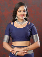 Thumbnail for Lorenvalley Fashion Navyblue Soft Silk Woven Design Gold Zari Weaving Saree - Distacart
