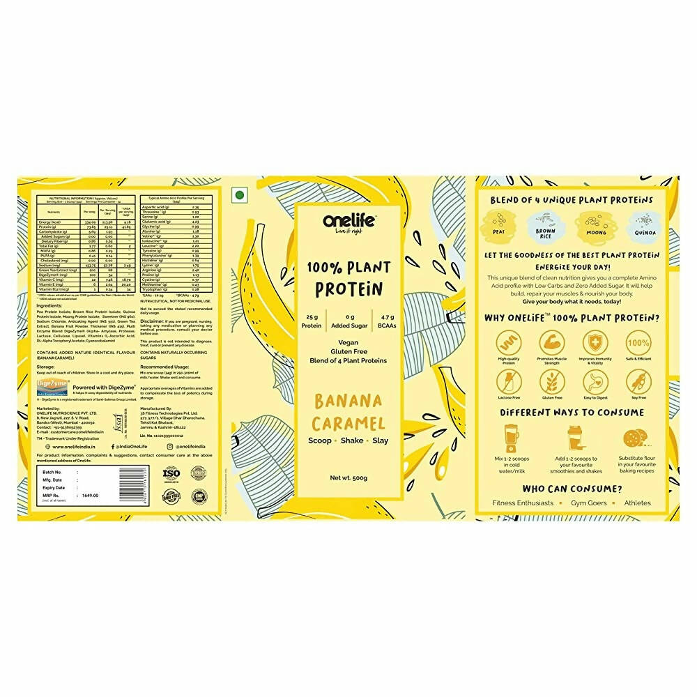 Onelife Plant Protein Banana Caramel - Distacart