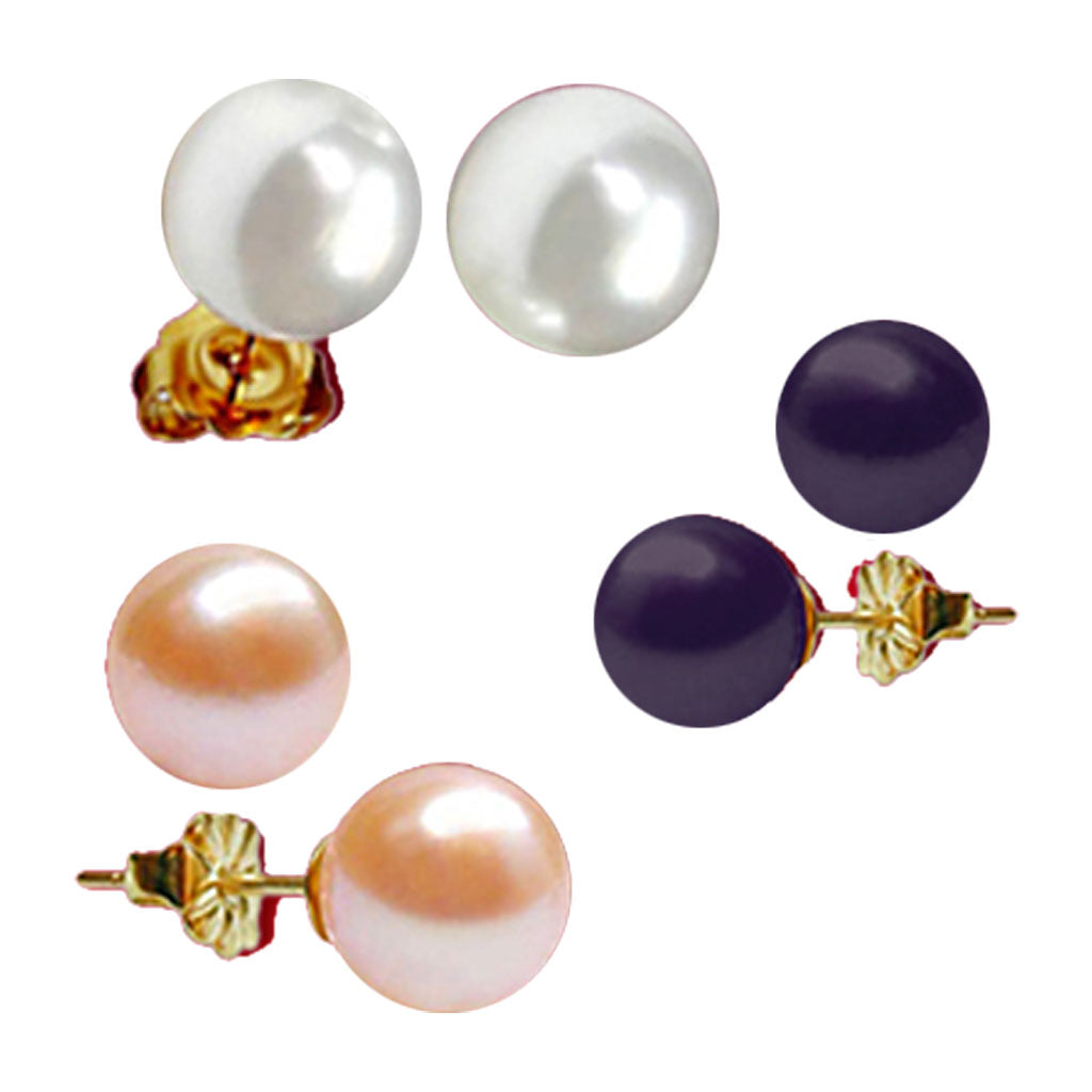 J Pearls Multi Pearl Studs - Real Pearl Jewelry - Distacart