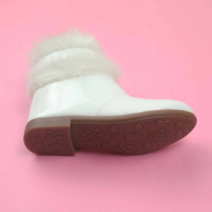 Tiny Bugs Girls Faux Fur Detail Winter Boots - White - Distacart