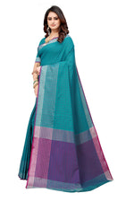 Thumbnail for Vamika Blue Cotton Silk Saree - Distacart