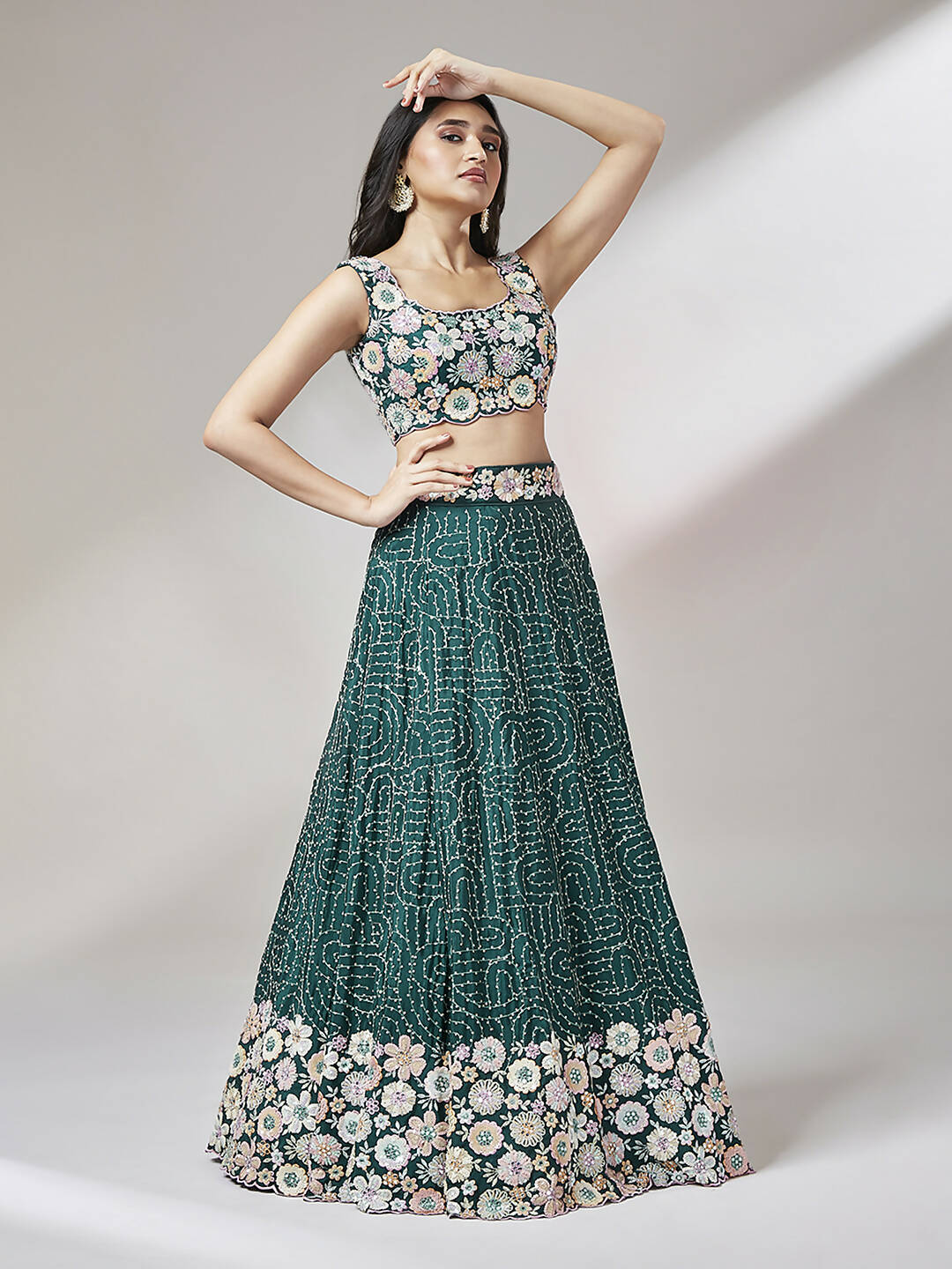 House of Panchhi Teal Georgette heavy Sequinse embroidery Lehenga choli & Dupatta - Distacart