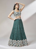 Thumbnail for House of Panchhi Teal Georgette heavy Sequinse embroidery Lehenga choli & Dupatta - Distacart
