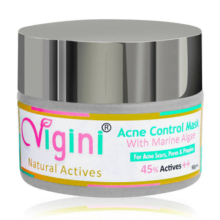 Vigini Natural Actives Anti Acne Clay Face Pack Mask with Marine Algae for Men Women - Distacart