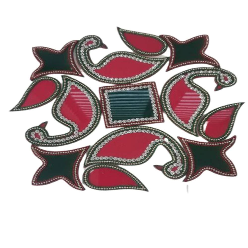 Kundan HandiKrafts Acrylic Red & Green Colour Jumbo Rangoli - Distacart
