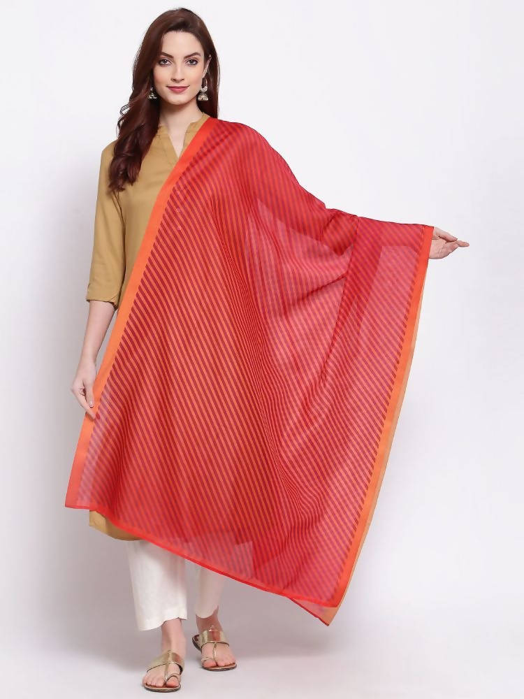 Myshka Women's Beautiful Red Cotton Silk Printed Casual Traditional Dupatta
