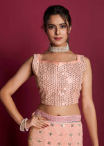 Thumbnail for Vamsee Peach & White Georgette Designer Saree - Distacart