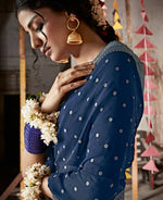 Thumbnail for Blue Georgette Foil Printed Saree With Unstitched Blouse Piece - Nitya - Distacart