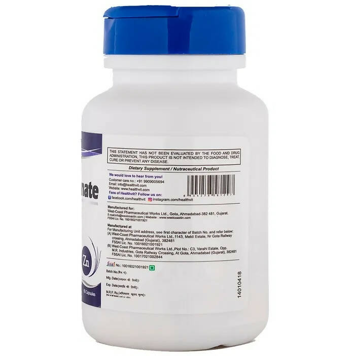 Healthvit Zinc Gluconate Capsules - Distacart