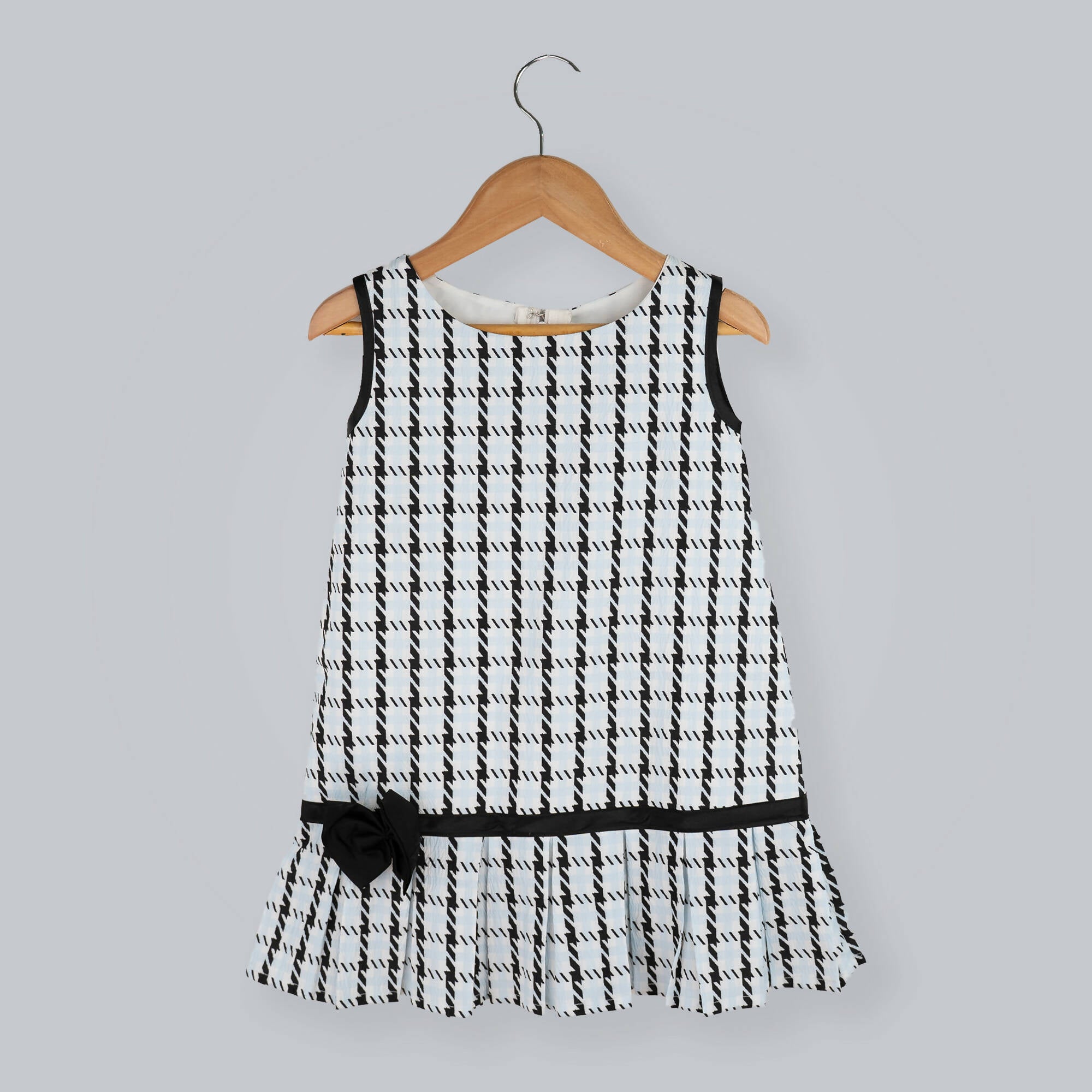 Pink Cow Fashions Box Print Dress With Bow - Distacart